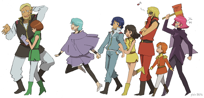char aznable, kamille bidan, haman karn, mineva lao zabi, quattro bajeena, and 4 more (gundam and 1 more) drawn by narita