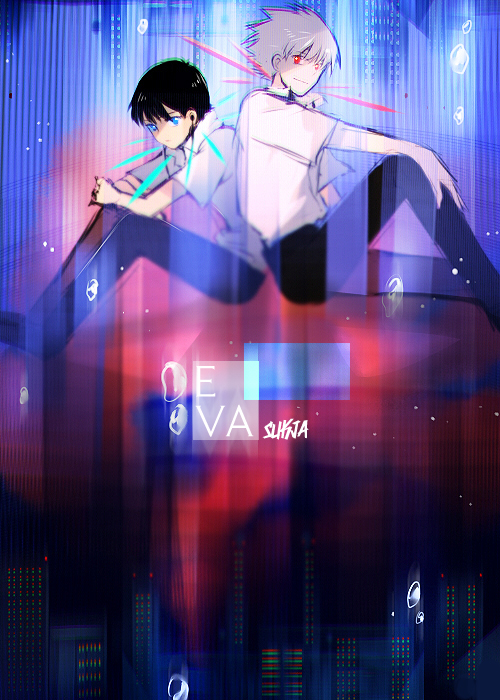 ikari shinji and nagisa kaworu (neon genesis evangelion and 2 more) drawn by sukja