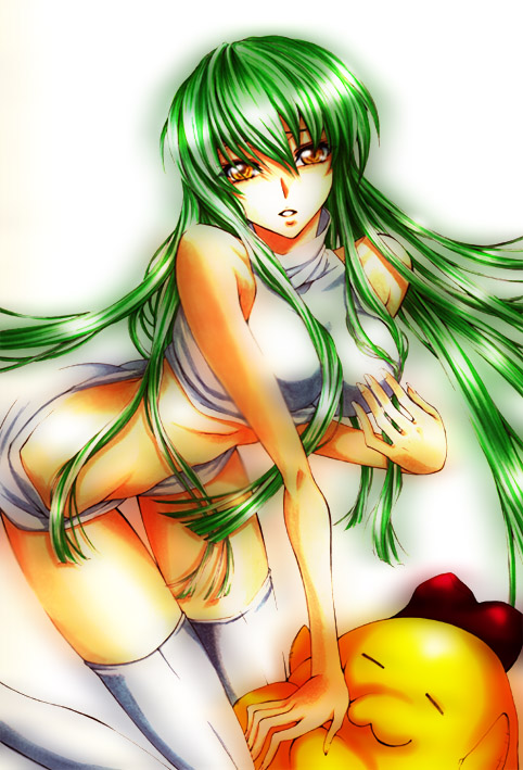 c.c. and cheese-kun (code geass and 1 more) drawn by ama_nocchi