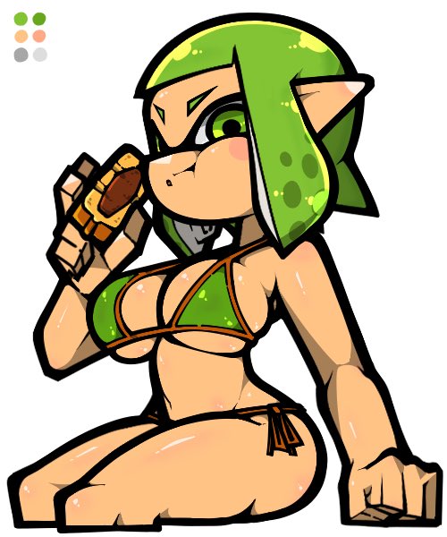 inkling player character and inkling girl (splatoon) drawn by name_omoitukan2