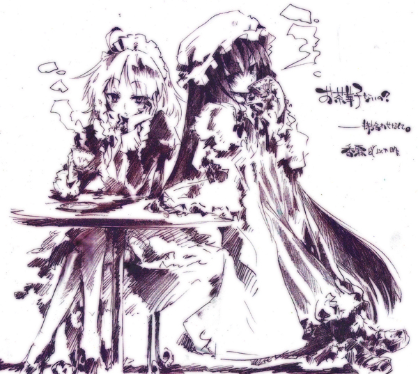 izayoi sakuya and patchouli knowledge (touhou) drawn by ikuhana_niiro
