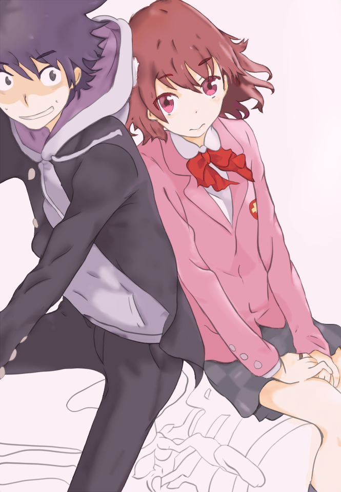 misaka mikoto and kamijou touma (toaru majutsu no index and 1 more) drawn by pen333