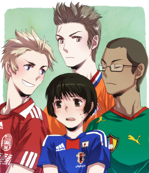 japan, netherlands, denmark, and cameroon (axis powers hetalia and 2 more) drawn by yurizuka_(sergeant_heart)
