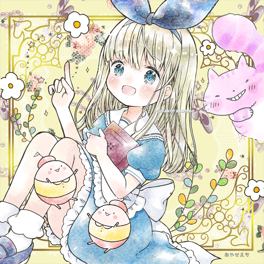 alice, cheshire cat, tweedledee, and tweedledum (original and 1 more) drawn by emo_(mikan)