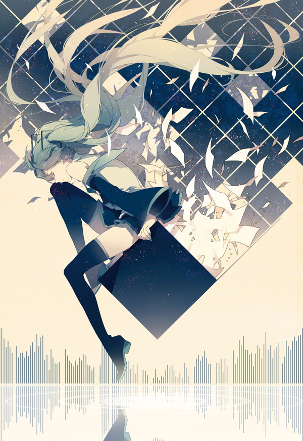hatsune miku (vocaloid and 1 more) drawn by rella