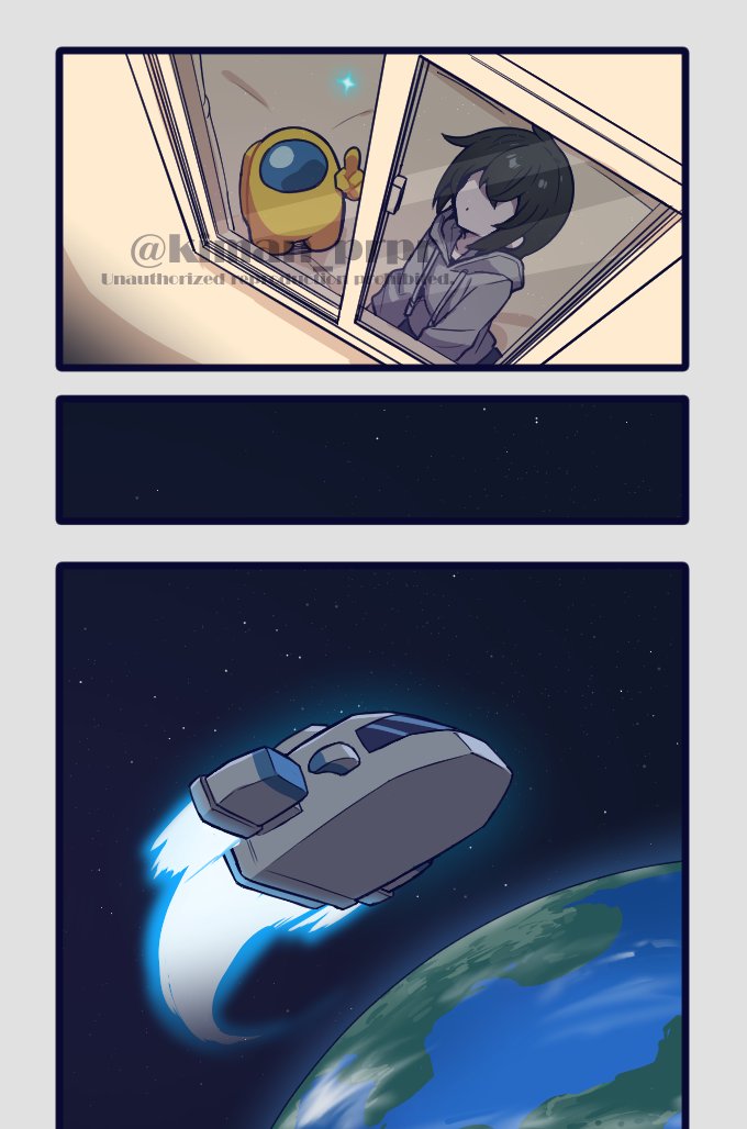 crewmate, yellow, and they (original and 1 more) drawn by kiman