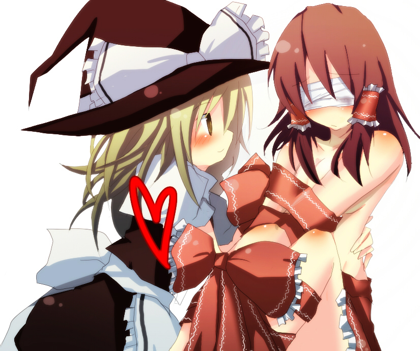 hakurei reimu and kirisame marisa (touhou) drawn by pasutel