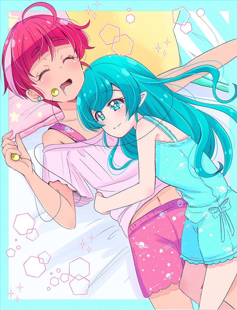 hagoromo lala and hoshina hikaru (precure and 1 more) drawn by juugoya_neko