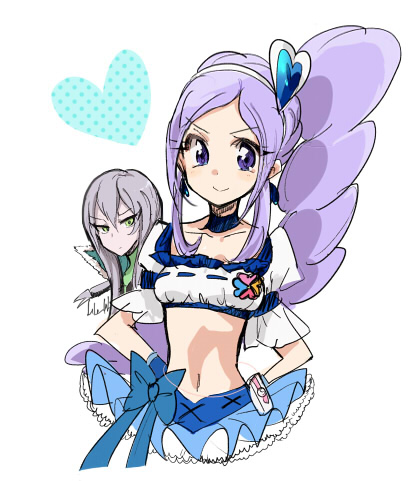 aono miki, cure berry, and souler (precure and 1 more) drawn by shijima_(agkm)