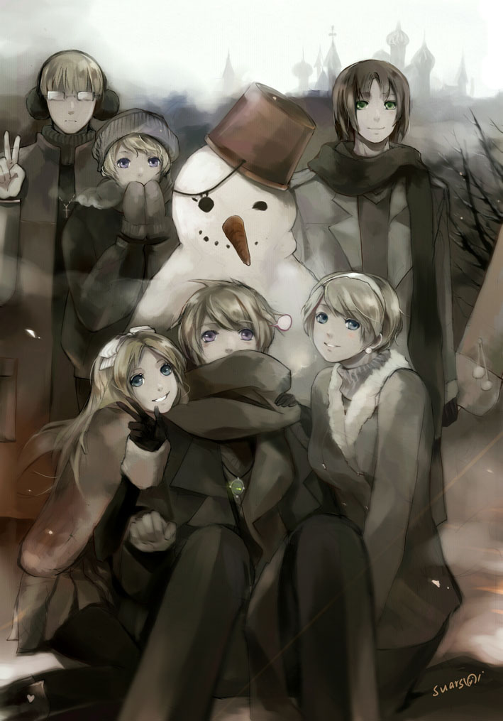 russia, belarus, ukraine, lithuania, latvia, and 1 more (axis powers hetalia) drawn by suars