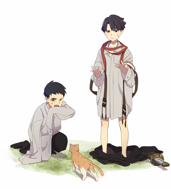 ryunosuke naruhodo and kazuma asogi (ace attorney and 1 more) drawn by officinale_t