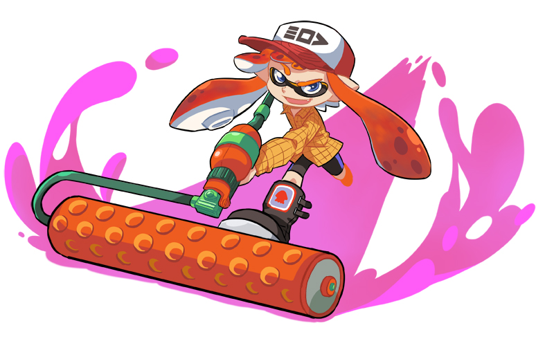 inkling player character and inkling girl (splatoon and 1 more) drawn by gomipomi