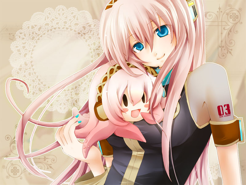 megurine luka and takoluka (vocaloid) drawn by akatsuki_yakyou