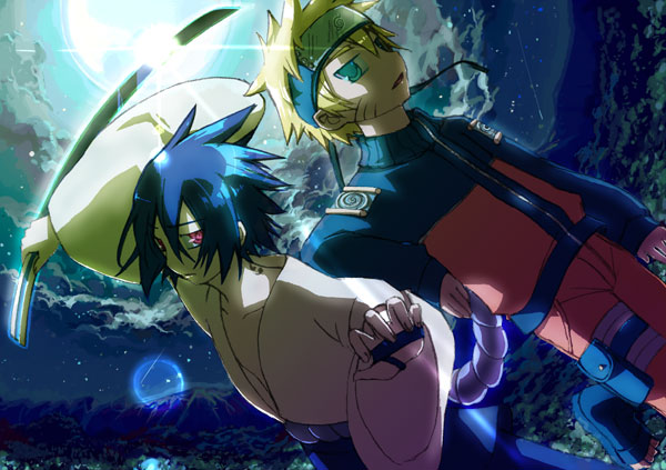 uzumaki naruto and uchiha sasuke (naruto) drawn by shouyu_senbei