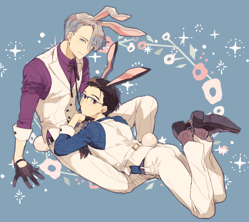 katsuki yuuri and viktor nikiforov (yuri!!! on ice) drawn by kuroemon