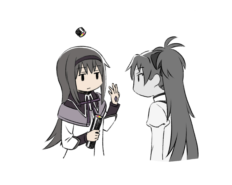 akemi homura and sakura kyoko (mahou shoujo madoka magica) drawn by oda_takayuki