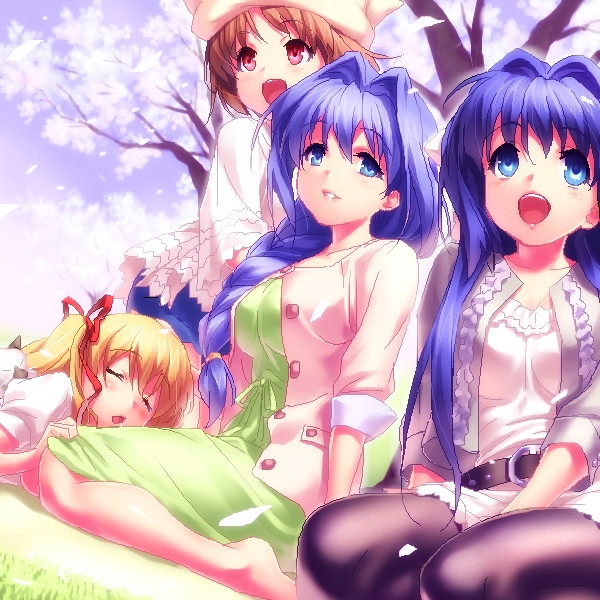tsukimiya ayu, minase nayuki, minase akiko, sawatari makoto, and piro (kanon) drawn by zen_(kamuro)
