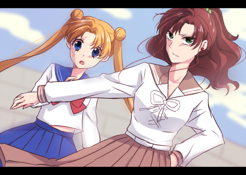 tsukino usagi and kino makoto (bishoujo senshi sailor moon) drawn by kan_(sagasaga123)