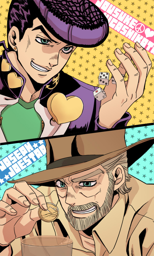 joseph joestar, higashikata josuke, and hazekura mikitaka (jojo no kimyou na bouken and 2 more) drawn by nora_(act2)