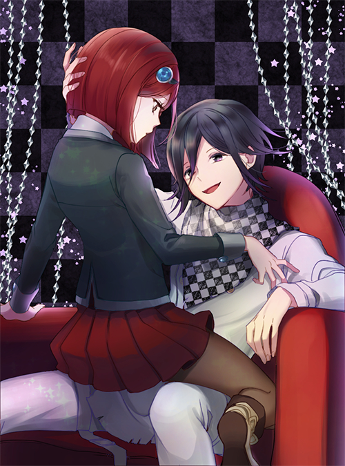 oma kokichi and yumeno himiko (danganronpa and 1 more) drawn by senet17