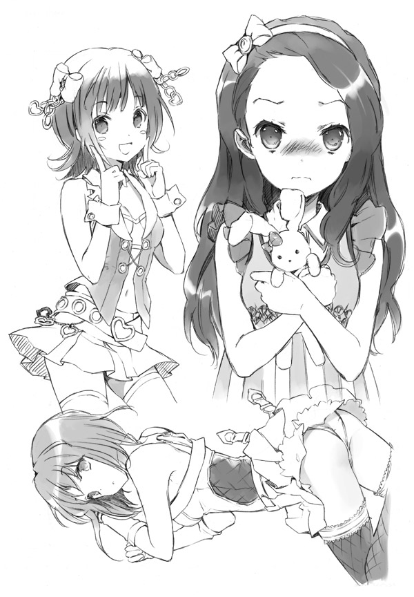 amami haruka, minase iori, hagiwara yukiho, and usa-chan (idolmaster and 1 more) drawn by cuteg