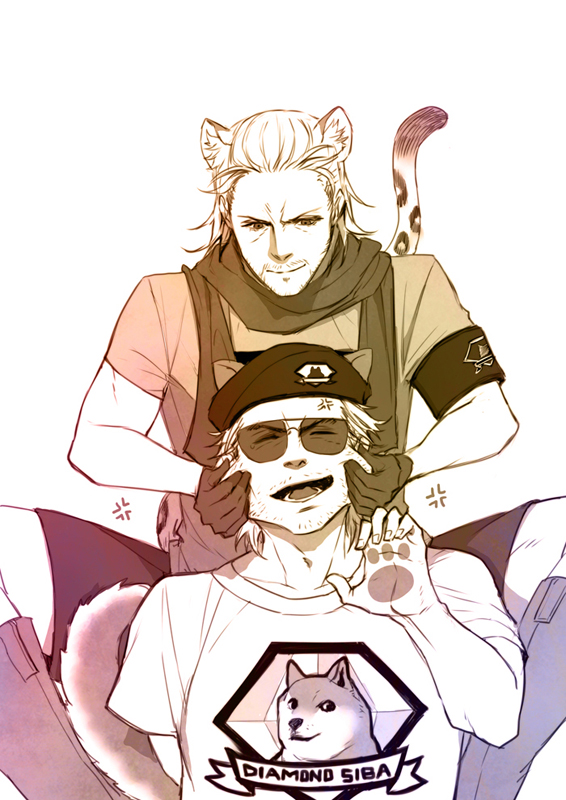 doge, revolver ocelot, and kazuhira miller (metal gear and 1 more) drawn by nagi_(siki2n)