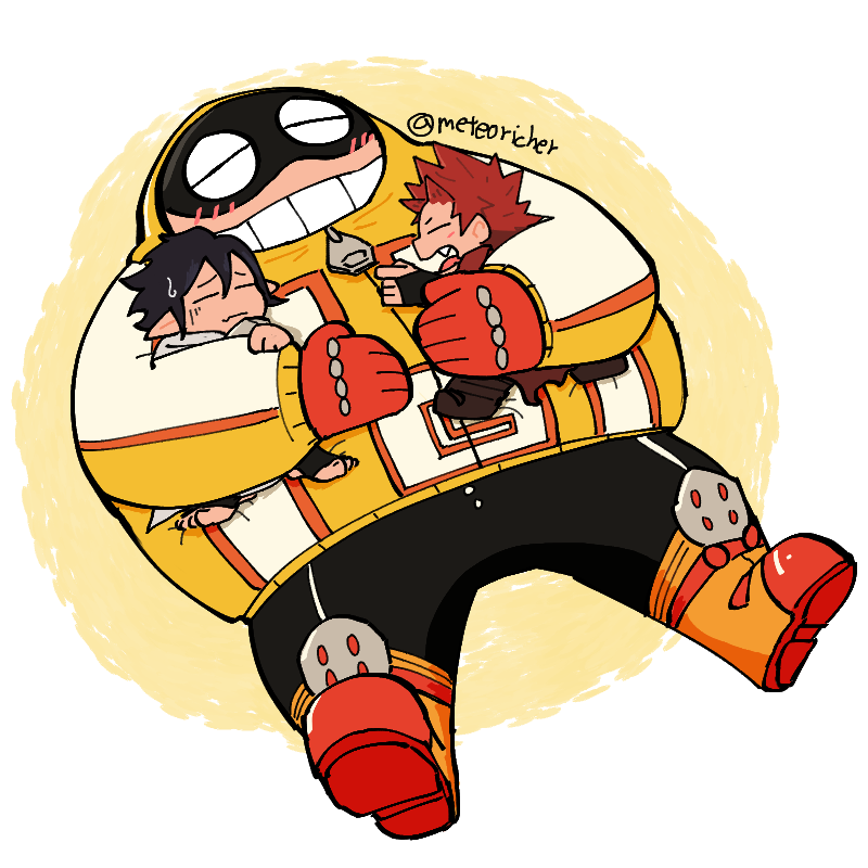 kirishima eijiro, amajiki tamaki, and fat gum (boku no hero academia) drawn by meteoricher