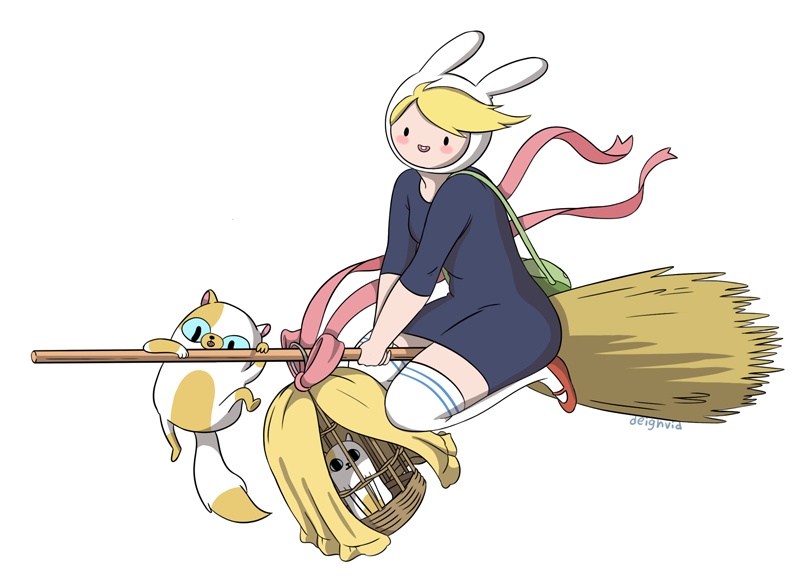 kiki, jiji, fionna campbell, and cake (adventure time and 1 more) drawn by deighvid