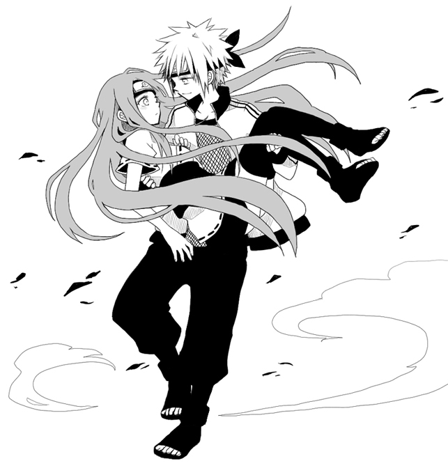 uzumaki kushina and namikaze minato (naruto) drawn by anzu_(o6v6o)
