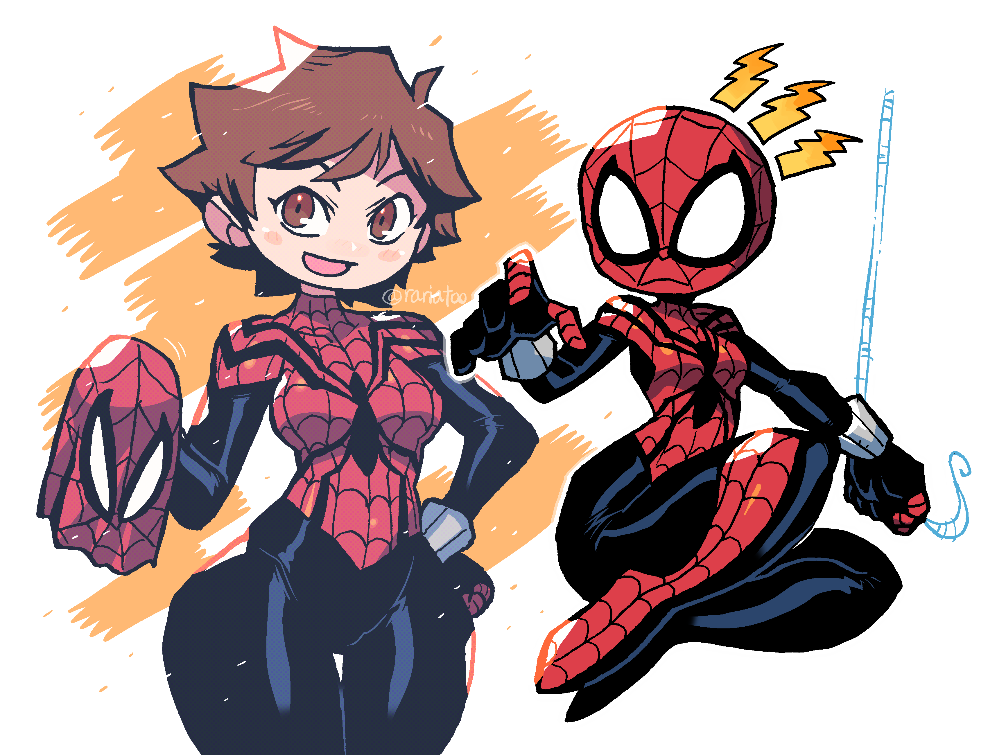 mayday parker and spider-girl (marvel and 1 more) drawn by rariatto
