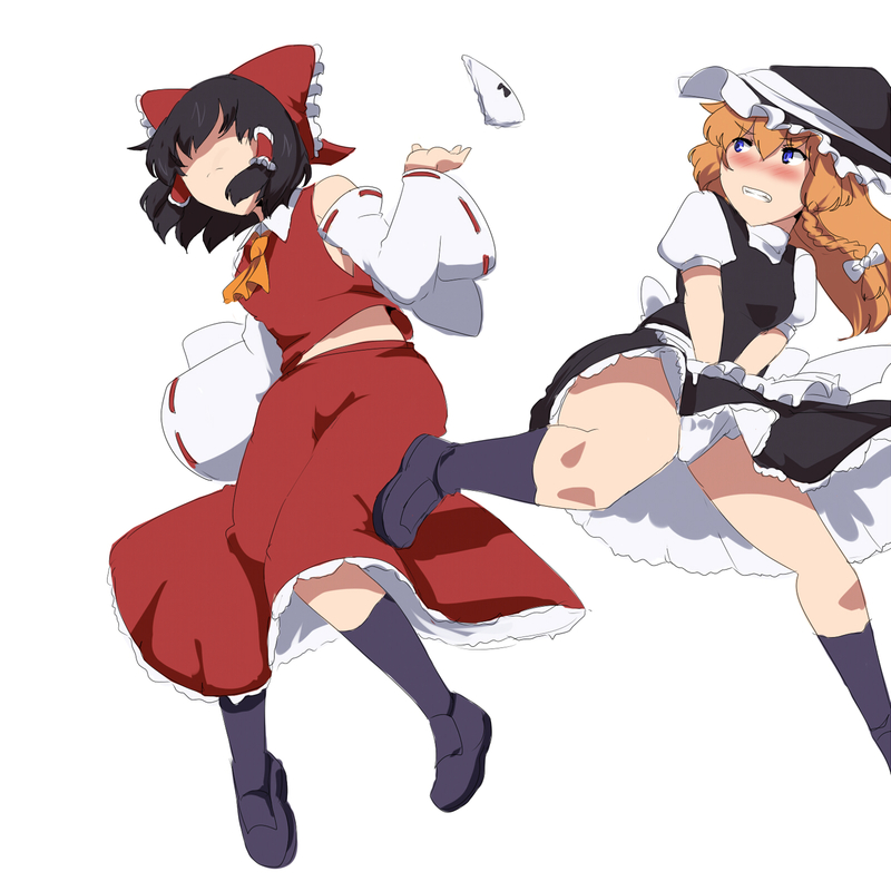 hakurei reimu and kirisame marisa (touhou) drawn by magukappu