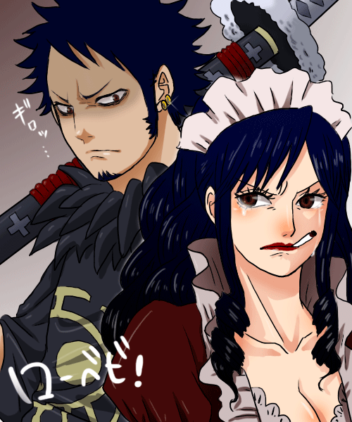 trafalgar law and baby 5 (one piece) drawn by mugicha_(zoro1132)