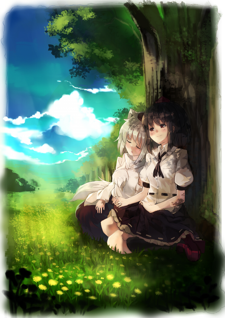 shameimaru aya and inubashiri momiji (touhou) drawn by ken_(coffee_michikusa)