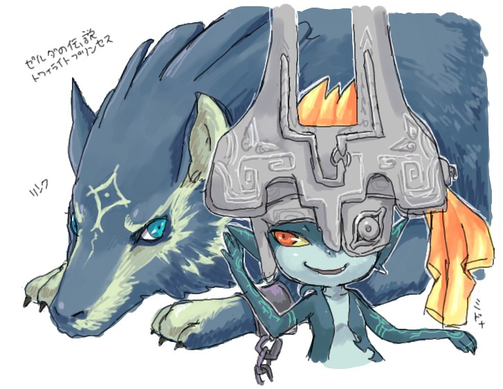 link, midna, and wolf link (the legend of zelda and 1 more) drawn by anma