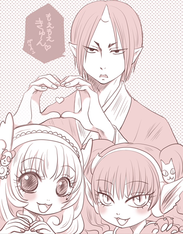 hoozuki, peach maki, and miki (hoozuki no reitetsu) drawn by gozo6ppu