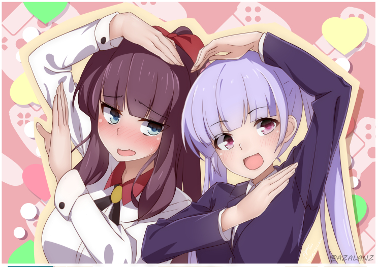 suzukaze aoba and takimoto hifumi (new game! and 1 more) drawn by tilt-shift_(azalanz)