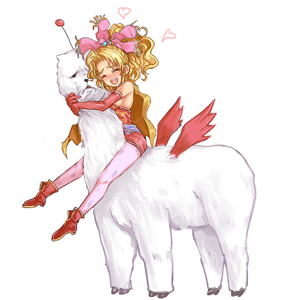 terra branford and moogle (final fantasy and 1 more) drawn by kara_(color)