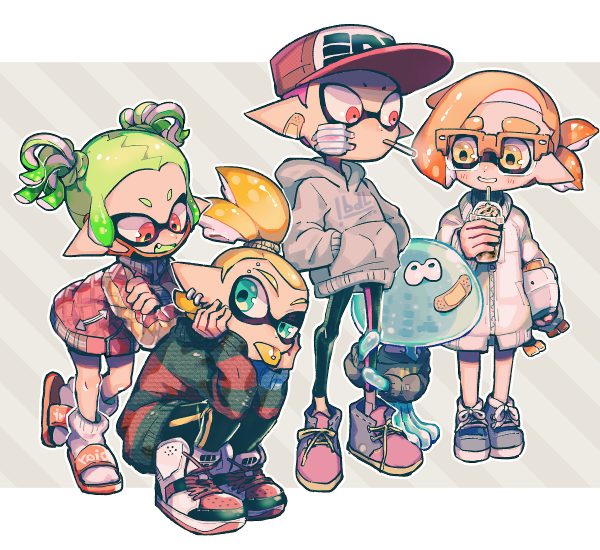 inkling player character, inkling girl, inkling boy, and jellyfish (splatoon and 1 more) drawn by ..._(331608)