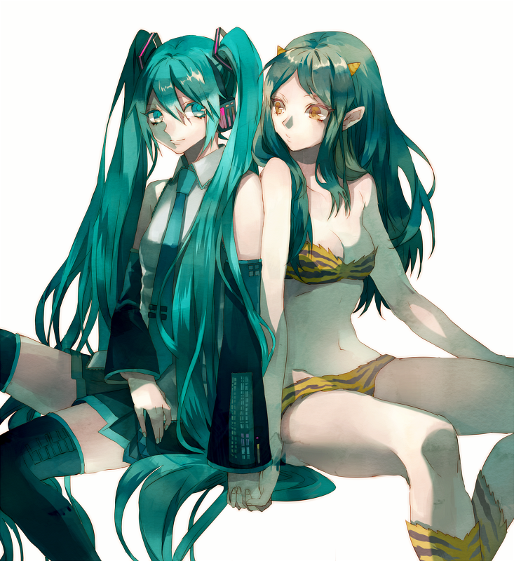 hatsune miku and lum (vocaloid and 1 more) drawn by tsukioka_tsukiho