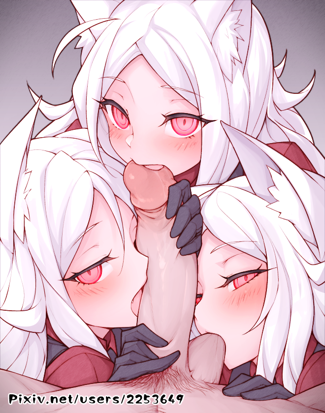 cerberus (helltaker) drawn by waero