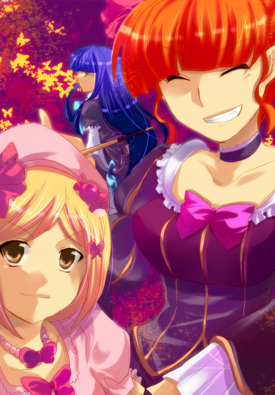 beatrice, frederica bernkastel, and lambdadelta (umineko no naku koro ni) drawn by kurohara_yuu
