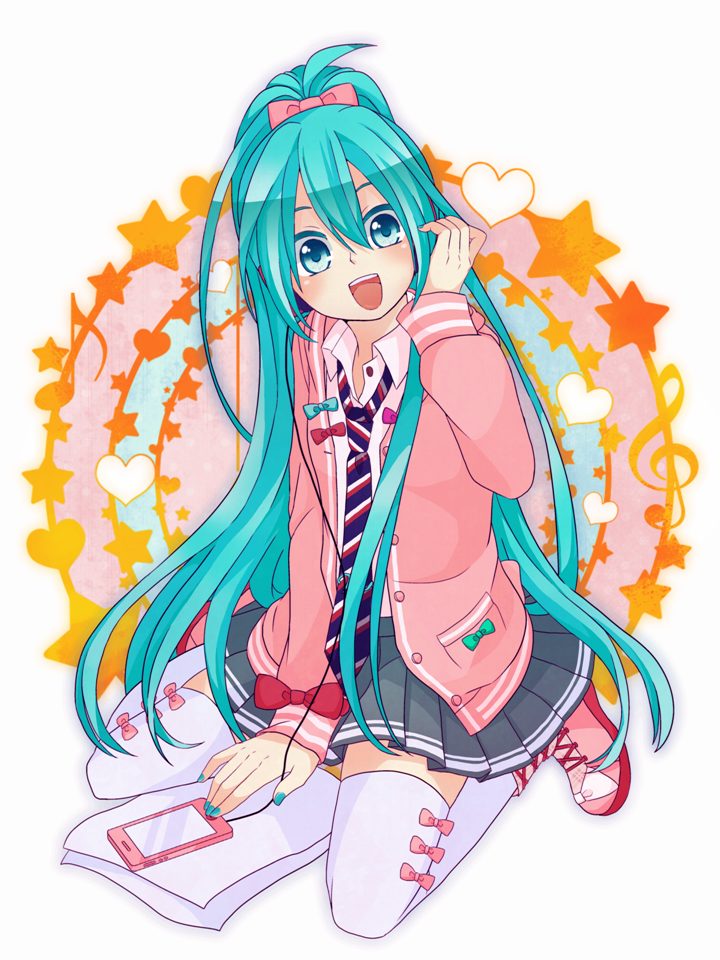 hatsune miku (vocaloid and 2 more) drawn by asukin