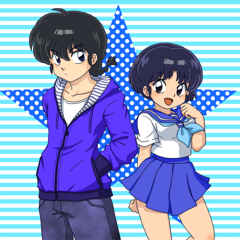 tendou akane and saotome ranma (ranma 1/2) drawn by wanta_(futoshi)