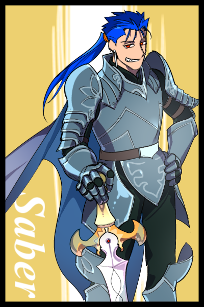 cu chulainn and saber class (fate and 1 more) drawn by rui_(o-rui)