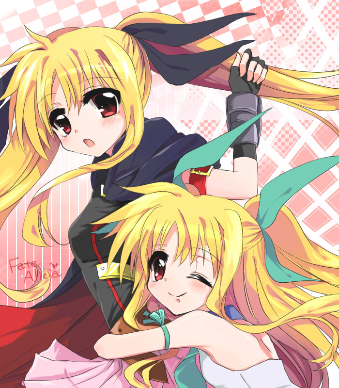 fate testarossa and alicia testarossa (lyrical nanoha and 1 more) drawn by futtia