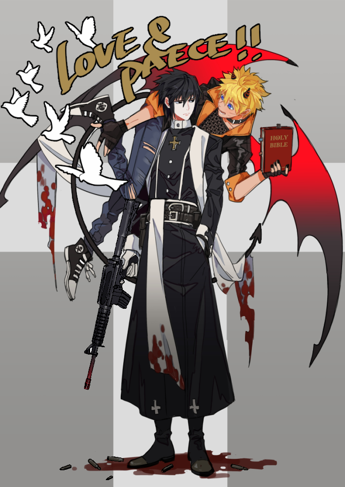 uzumaki naruto and uchiha sasuke (naruto) drawn by jokerplaner