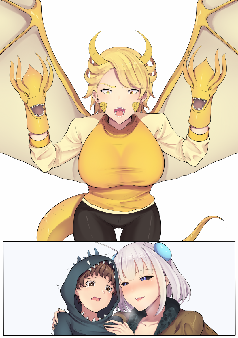 godzilla, king ghidorah, and mothra (godzilla and 2 more) drawn by band-width