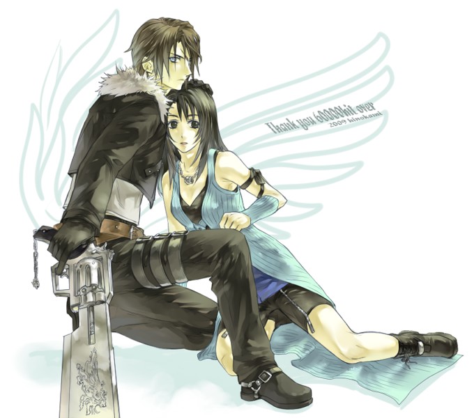 squall leonhart and rinoa heartilly (final fantasy and 1 more) drawn by hinokami
