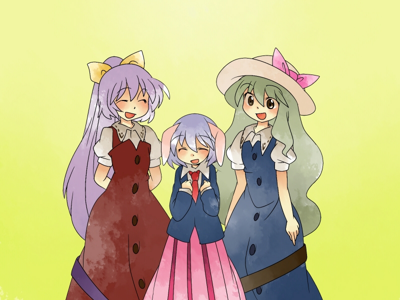 watatsuki no yorihime, watatsuki no toyohime, and reisen (touhou) drawn by hammer_(sunset_beach)