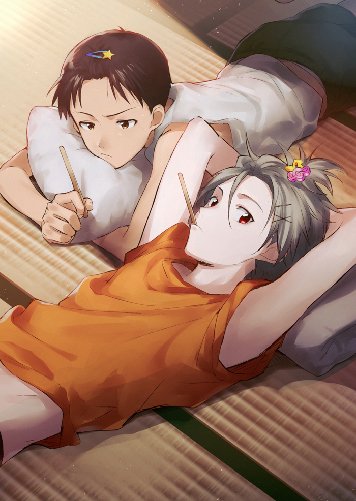 ikari shinji and nagisa kaworu (neon genesis evangelion) drawn by 11kkr